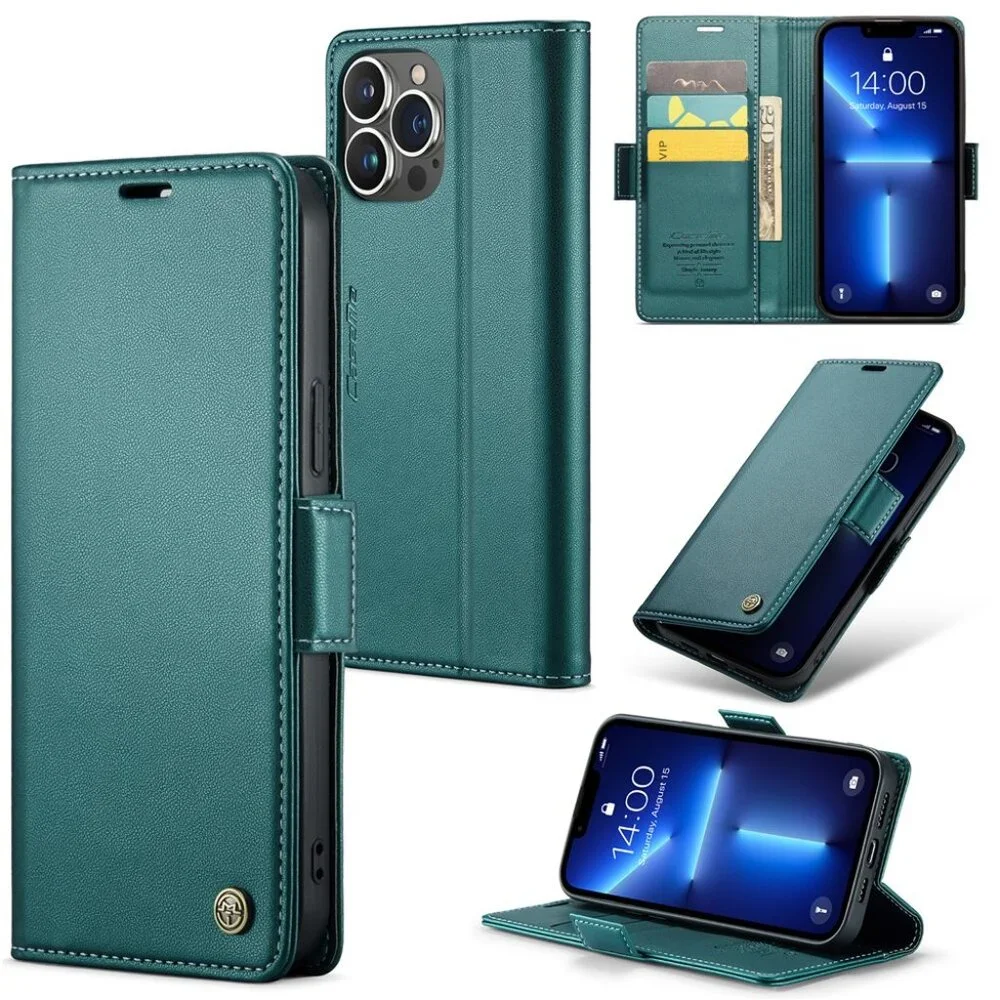 CaseMe 023 For iPhone 13 Pro Max Retro PU Leather Wallet Case Butterfly Buckle w
